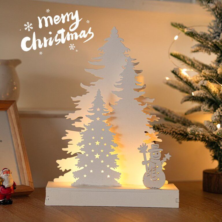 Wooden board tree with snowman 37x20cm – YZ-90124